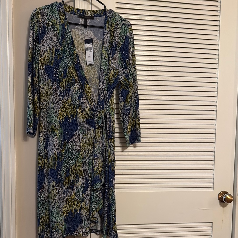 BCBGMaxAzria Blue and Green Midi Dress